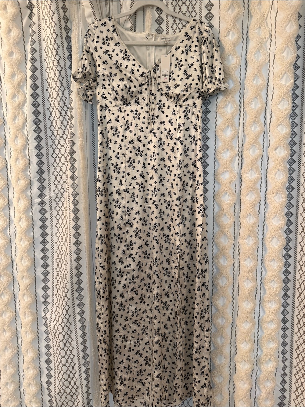 Francesca's Collections White Maxi Dress with Black Floral Print
